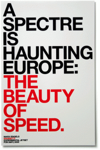 experimental_jetset_speed Poster designed by Experimental Jetset for Akademische Mitteilungen, a German magazine.